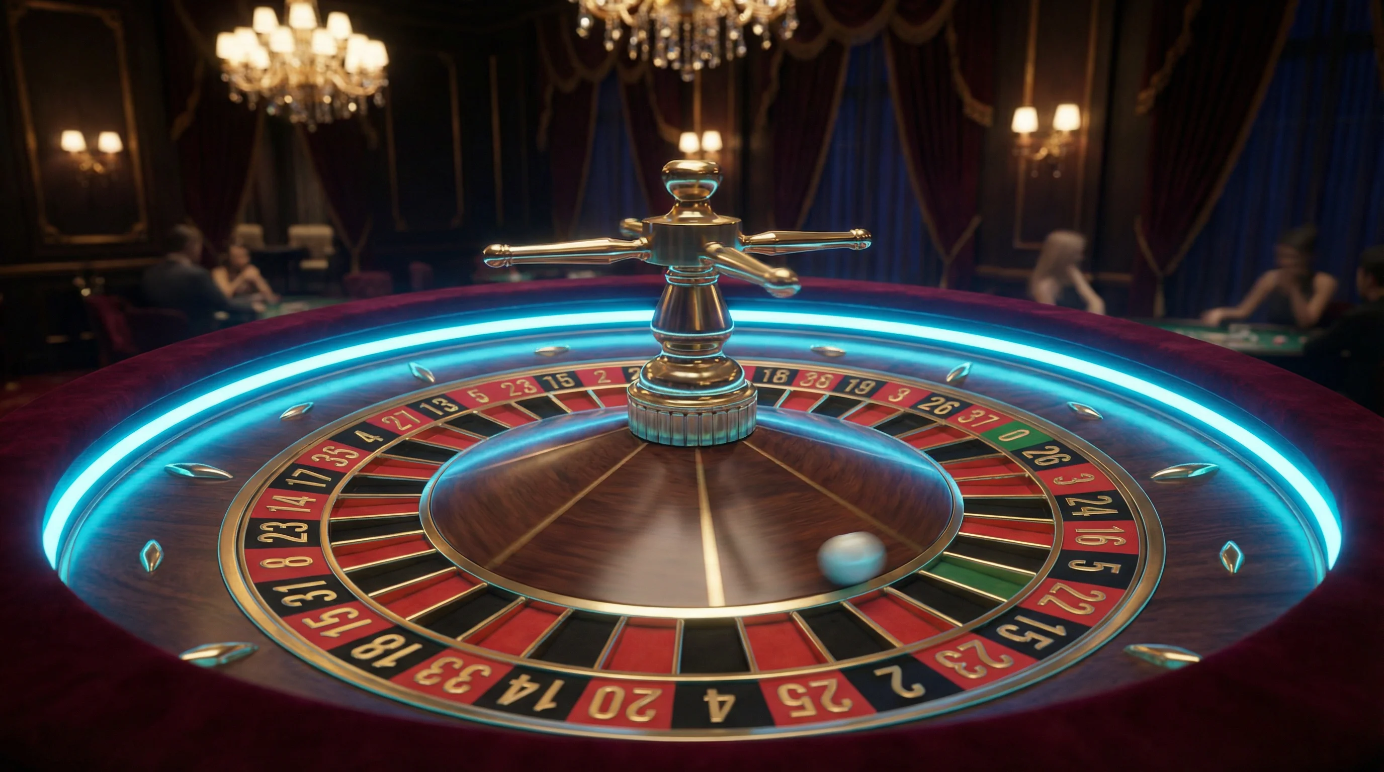 Ruleta europea girando con bola